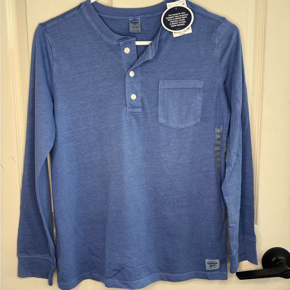 OshKosh B'gosh Blue Long-Sleeve Henley with Chest Pocket